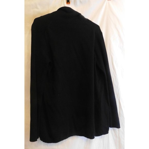 Talbots Classic Black Open Front Cardigan Long Sleeves Front Pockets Large - Picture 2 of 5
